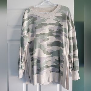 Oversized camo tunic sweater